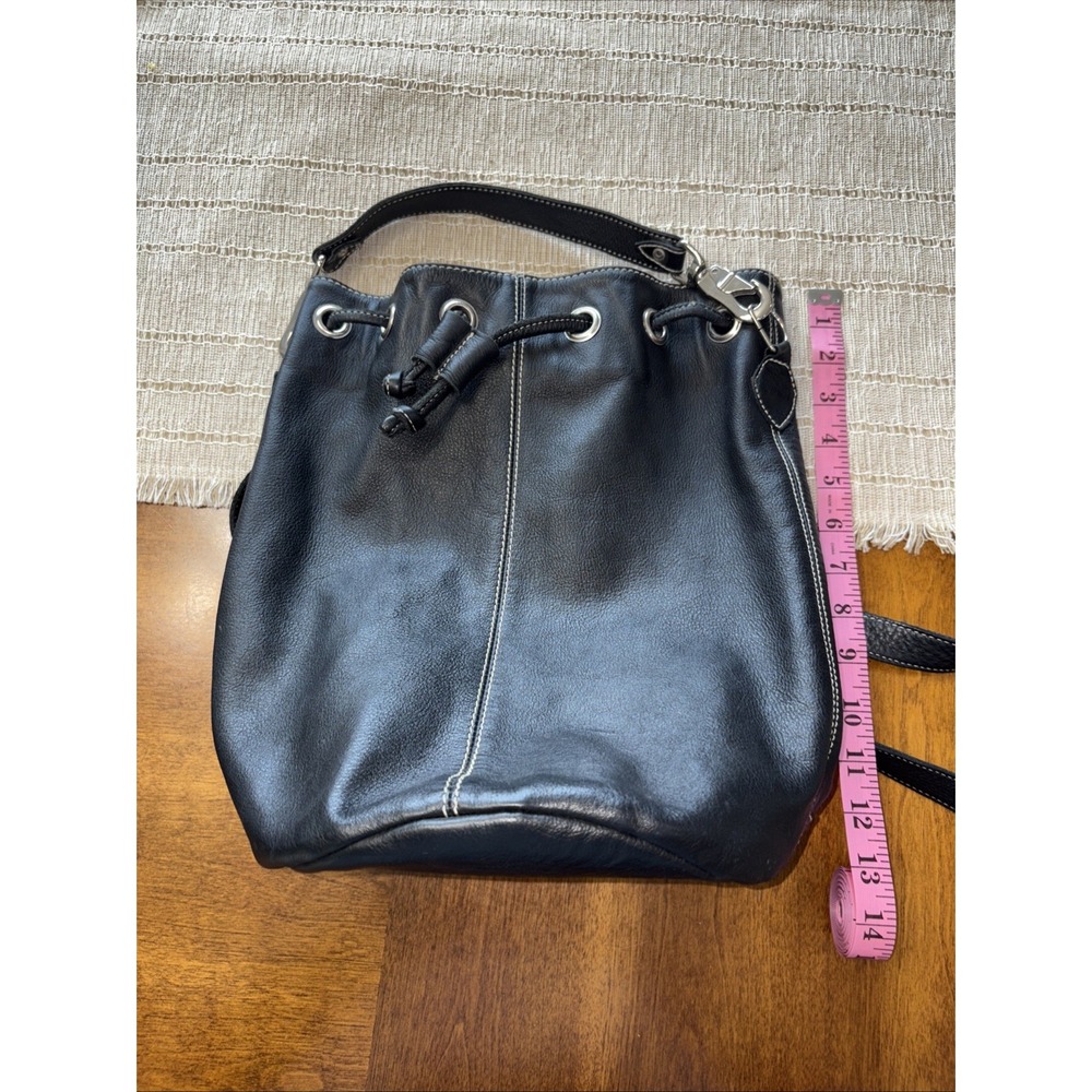 Black Leather Backpack Purse‎ Made In The USA Cinch Close